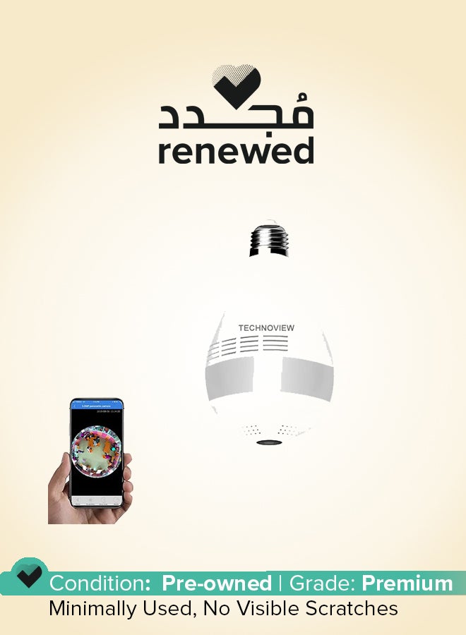 TECHNOVIEW Renewed - Fisheye 360 Degree Smart WiFi Wireless Light Bulb Security Camera Spy Hidden Panoramic Security Bulb Camera Indoor (Bulb Camera HD) - Image 1